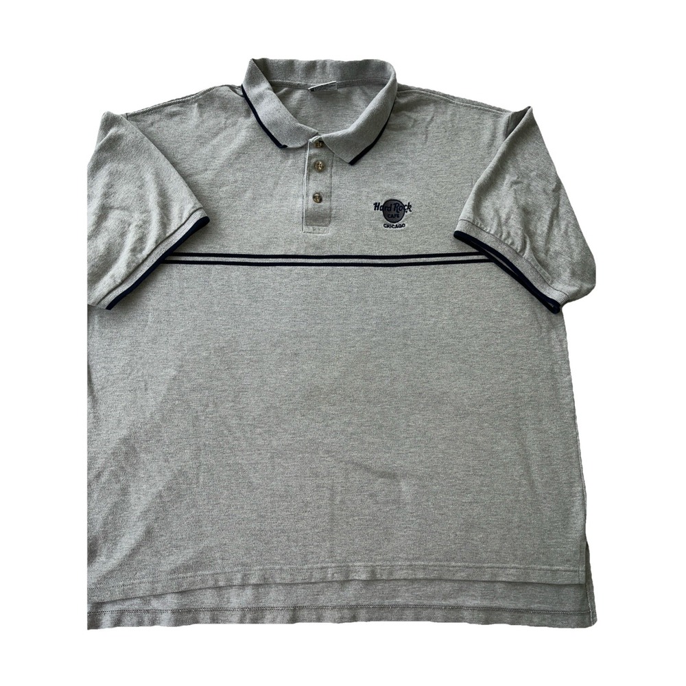 Vintage Hard Rock Cafe Chicago Polo Shirt Mens XXL Gray Cotton Made in USA